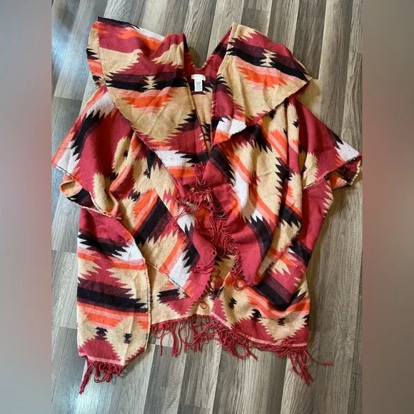 Free People Crossroads Aztec Poncho One Size - Picture 10 of 12